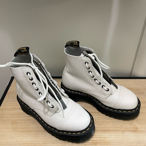 Dr. Martens White Leather Combat Boots - Picture 2 of 5